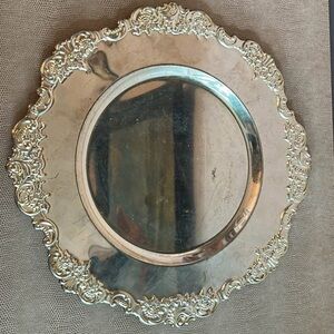 4pc set of Chargers- Elegant Silver Decorative Chargers 14”- Patina Ornate